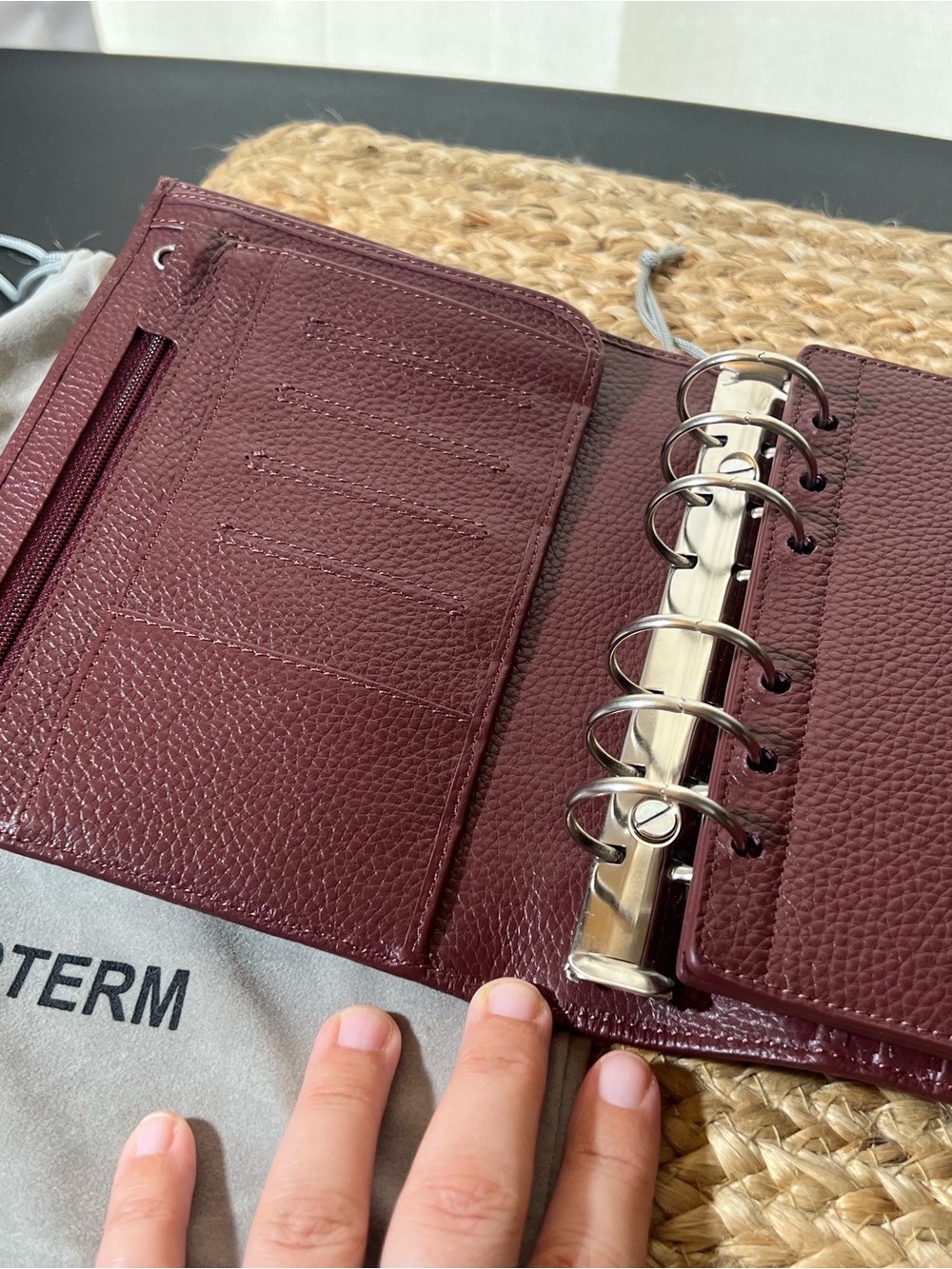 MOTERM luxe rings (30mm) Pebbled Leather Organizer Binder A6 with 2 flyleaf - Picture 2 of 9
